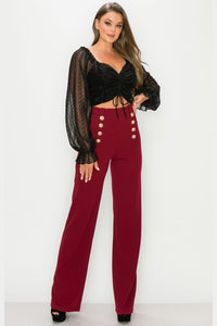 DOUBLE-BREASTED BUTTON FRONT HIGH WAIST PANTS
