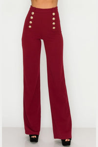 DOUBLE-BREASTED BUTTON FRONT HIGH WAIST PANTS