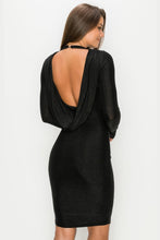 Load image into Gallery viewer, METALLIC OPEN BACK BODYCON DRESS