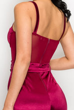 Load image into Gallery viewer, SATIN BELTED CAMI JUMPSUIT