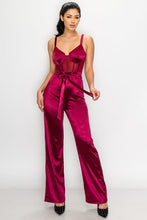 Load image into Gallery viewer, SATIN BELTED CAMI JUMPSUIT